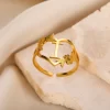 Stainless Steel Initials Flower Heart Rings - Image 5