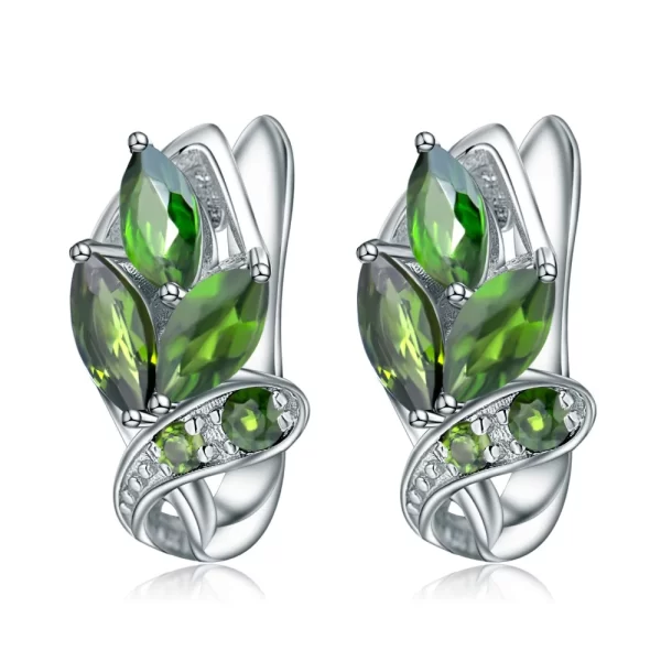 GEM'S BALLET 3.11Ct Natural Chrome Diopside Gemstone Stud Earrings 925 Sterling Silver Leaf Earrings for Women  Fine Jewelry - Image 6