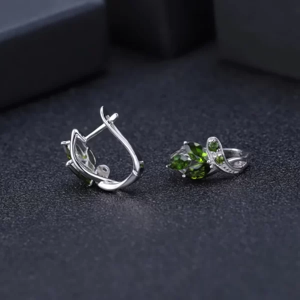 GEM'S BALLET 3.11Ct Natural Chrome Diopside Gemstone Stud Earrings 925 Sterling Silver Leaf Earrings for Women  Fine Jewelry - Image 4