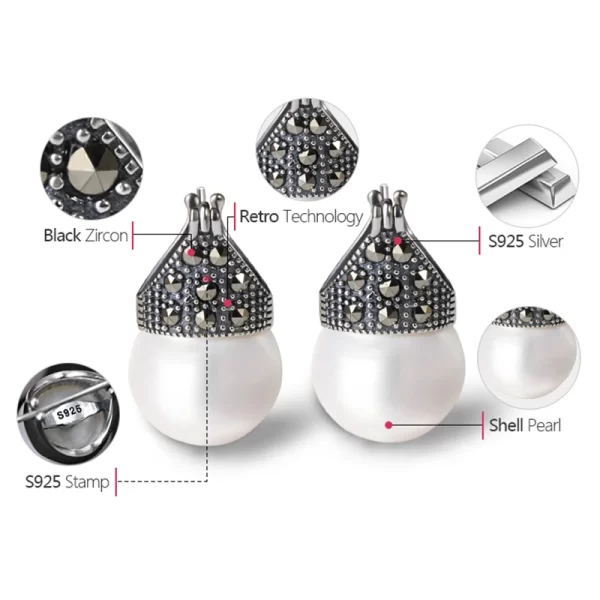 Lotus Fun Real 925 Sterling Silver Natural Mother of Pearl Earrings Fine Jewelry Vintage Fashion Drop Earrings for Women Brincos - Image 5