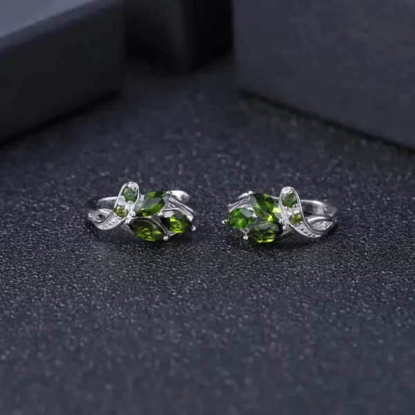 GEM'S BALLET 3.11Ct Natural Chrome Diopside Gemstone Stud Earrings 925 Sterling Silver Leaf Earrings for Women  Fine Jewelry - Image 2
