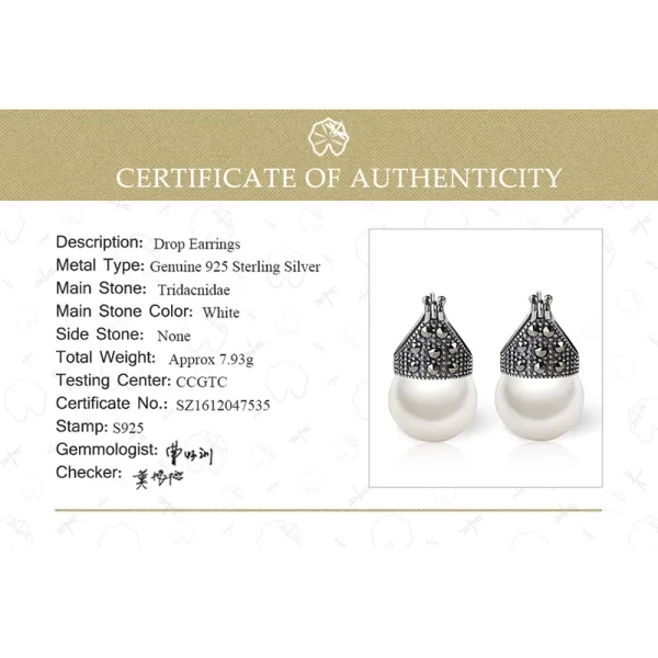 Lotus Fun Real 925 Sterling Silver Natural Mother of Pearl Earrings Fine Jewelry Vintage Fashion Drop Earrings for Women Brincos - Image 6
