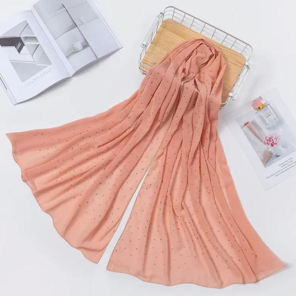 Luxury gold Chiffon Head Scarf solid Soft Long Muslim Scarves For Women Hijab musulman femme Shawl and Wrap foulard islamique - Image 10
