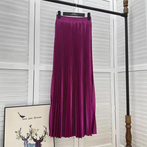 2023 97cm Basics Maxi Pleated Skirt for Women New Korean Casual All-match Solid A Line High Waist Long Maxi Skirt Female - Image 13