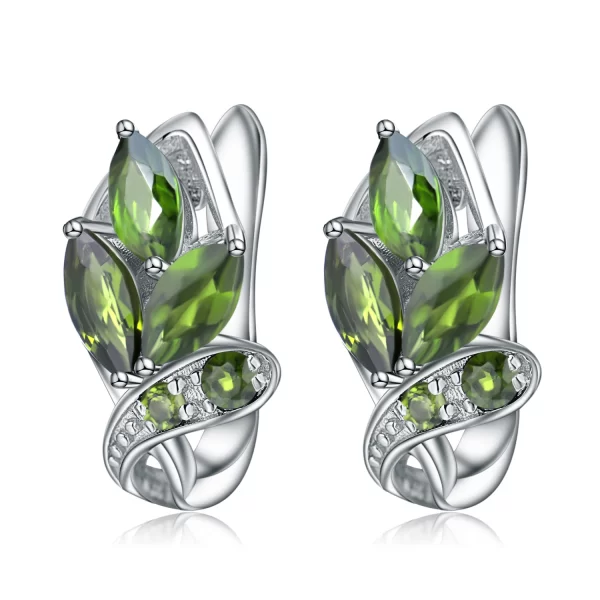GEM'S BALLET 3.11Ct Natural Chrome Diopside Gemstone Stud Earrings 925 Sterling Silver Leaf Earrings for Women  Fine Jewelry - Image 7