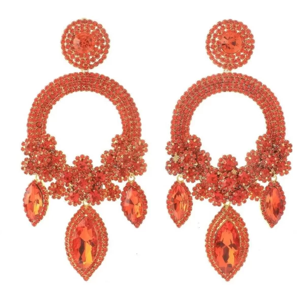 Novelty Design Shiny Rhinestone Round Dangle Earrings For Women Fashion Jewlery Evening Dress Statement Earrings Accessory - Image 3