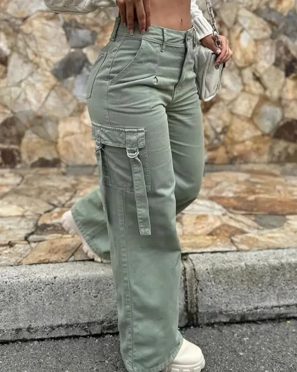 Trousers Ladies 2023 Summer Pocket Design Fashion High Waist Y2k Cargo Pants Women Streetwear Clothes Joggers Baggy Sweatpants - Image 3