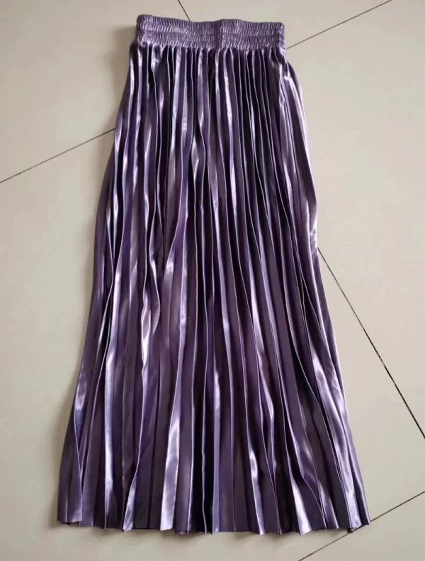 2023 97cm Basics Maxi Pleated Skirt for Women New Korean Casual All-match Solid A Line High Waist Long Maxi Skirt Female - Image 5