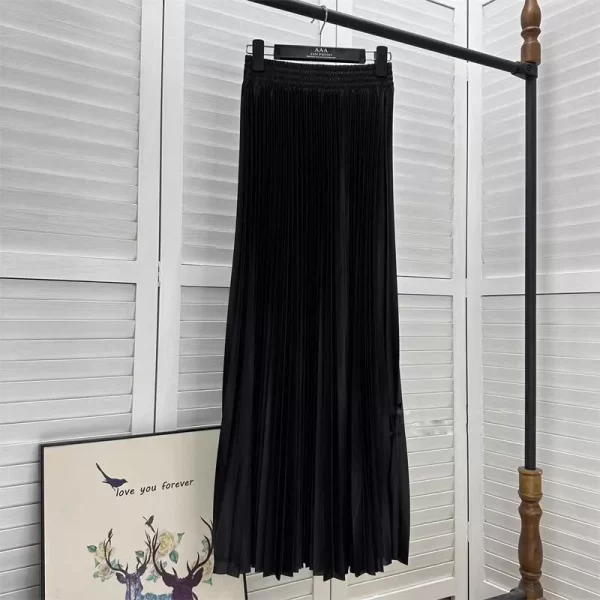 2023 97cm Basics Maxi Pleated Skirt for Women New Korean Casual All-match Solid A Line High Waist Long Maxi Skirt Female - Image 6