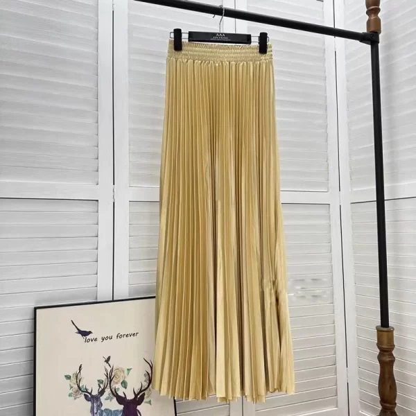 2023 97cm Basics Maxi Pleated Skirt for Women New Korean Casual All-match Solid A Line High Waist Long Maxi Skirt Female - Image 11