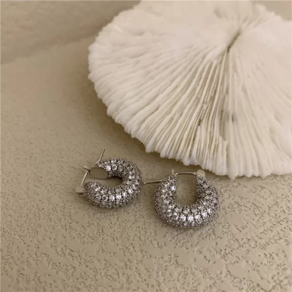 Peri'sBox  Large Small Chunky Hoop Earrings Set With Zircon Huggie Earring Hoops Unusual Cute Trendy Earrings For Women Gifts - Image 3