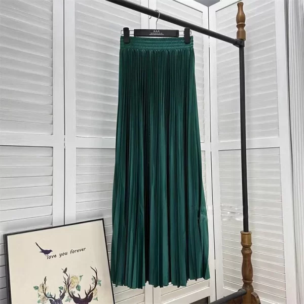 2023 97cm Basics Maxi Pleated Skirt for Women New Korean Casual All-match Solid A Line High Waist Long Maxi Skirt Female - Image 8