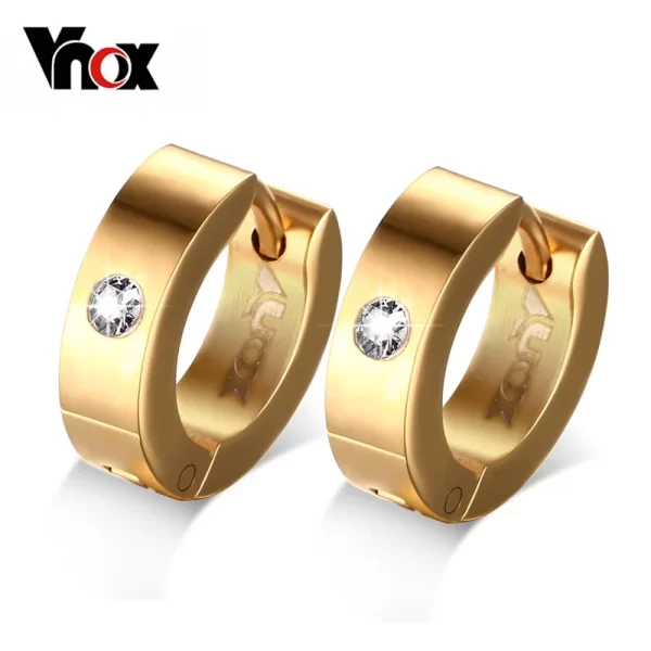 Vnox Cute Hoop Earrings For Women Men Stainless Steel Ear Cuff Brincos Huggie Jewelry - Image 6