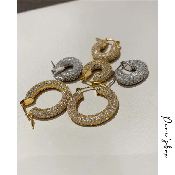 Peri'sBox  Large Small Chunky Hoop Earrings Set With Zircon Huggie Earring Hoops Unusual Cute Trendy Earrings For Women Gifts - Image 2