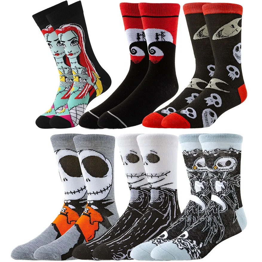 Disney Cartoon Anime Socks Men Women Jack Skellington Sally Novelty Funny Casual Crew Socks Christmas Halloween - Image 8