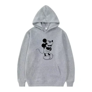 Disney Mickey Mouse Hot Sales Pattern Woman Grey Winter Loose Top Retro Clothes Pullovers Ladies Cheap Hoodies Men Sweatshirts