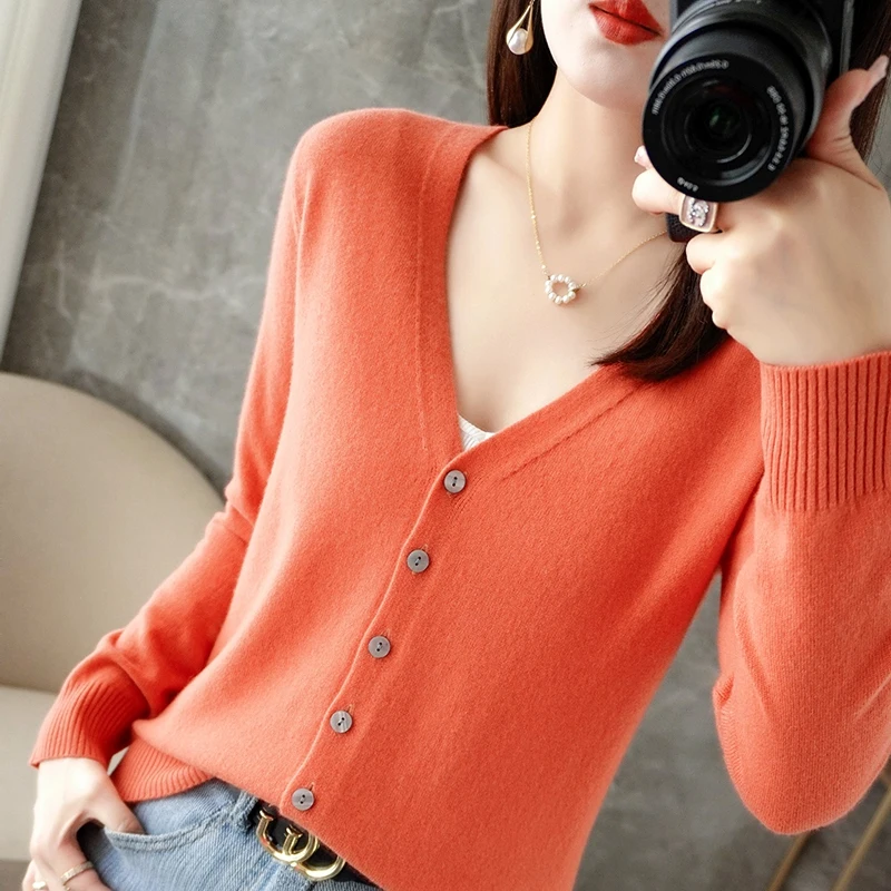 2024 New V-Neck Temperament Small Fragrant Wind Women Loose Sweater Sweater All Sweater Coat Special Offer Cardigan ZHI D035 - Image 13