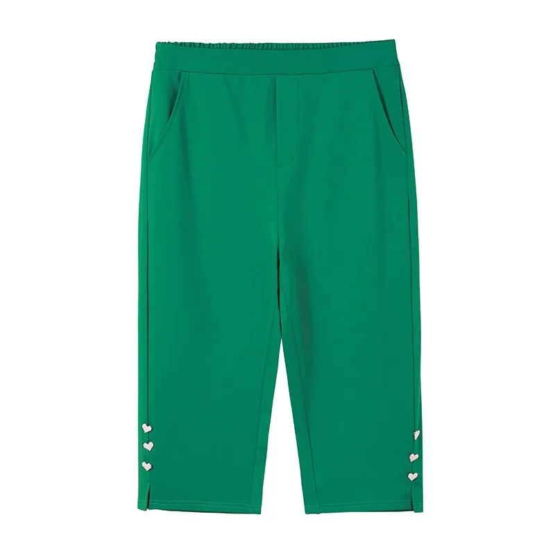 Plus Size Black White Capris Pants 6XL 7XL Summer Oversized Women Loose High Waist Elastic Straight Lady Female Cropped Trousers - Image 3