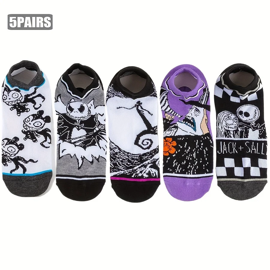 Disney Cartoon Anime Socks Men Women Jack Skellington Sally Novelty Funny Casual Crew Socks Christmas Halloween - Image 12