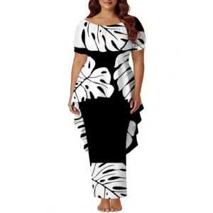 Samoan Hibiscus Flower Design Custom Women Puletasi Pattern Polynesian Women New High-Quality Retro Art Dress 2026