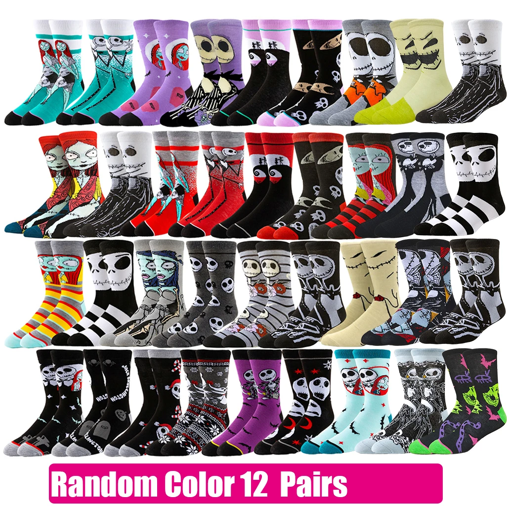 Disney Cartoon Anime Socks Men Women Jack Skellington Sally Novelty Funny Casual Crew Socks Christmas Halloween - Image 13