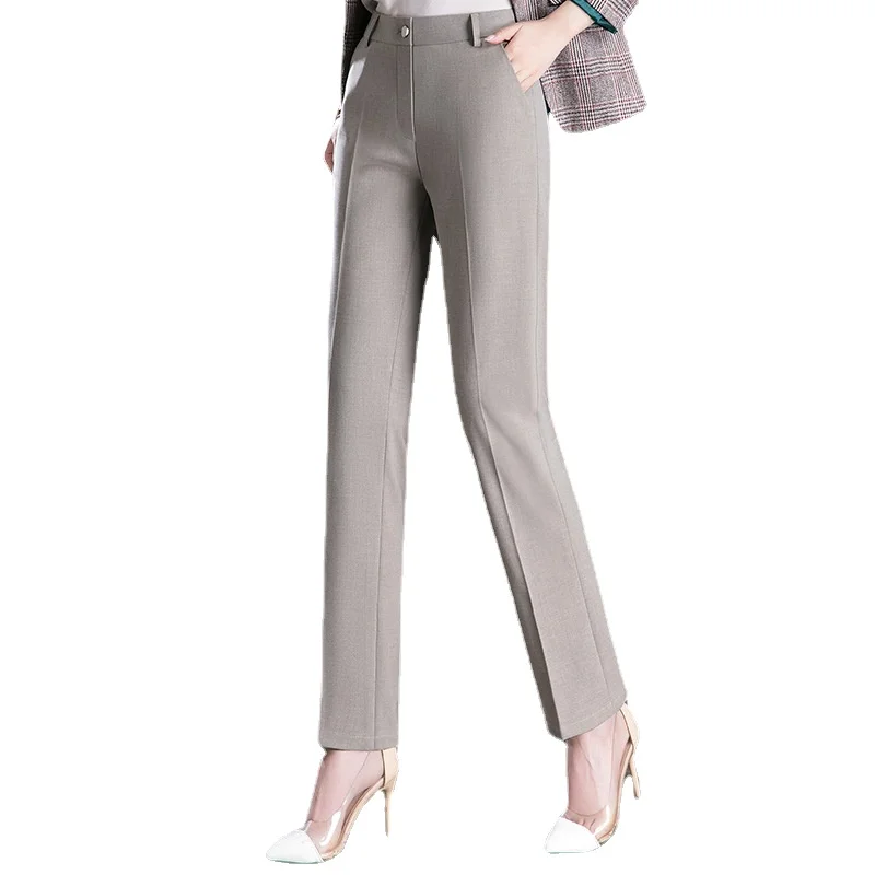 2026 New Women's Khaki Trousers, Autumn High Waisted Straight Suit Pants Loose Dress Pants Black Grey Slacks Women Pantalones