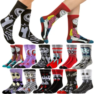 Disney Cartoon Anime Socks Men Women Jack Skellington Sally Novelty Funny Casual Crew Socks Christmas Halloween