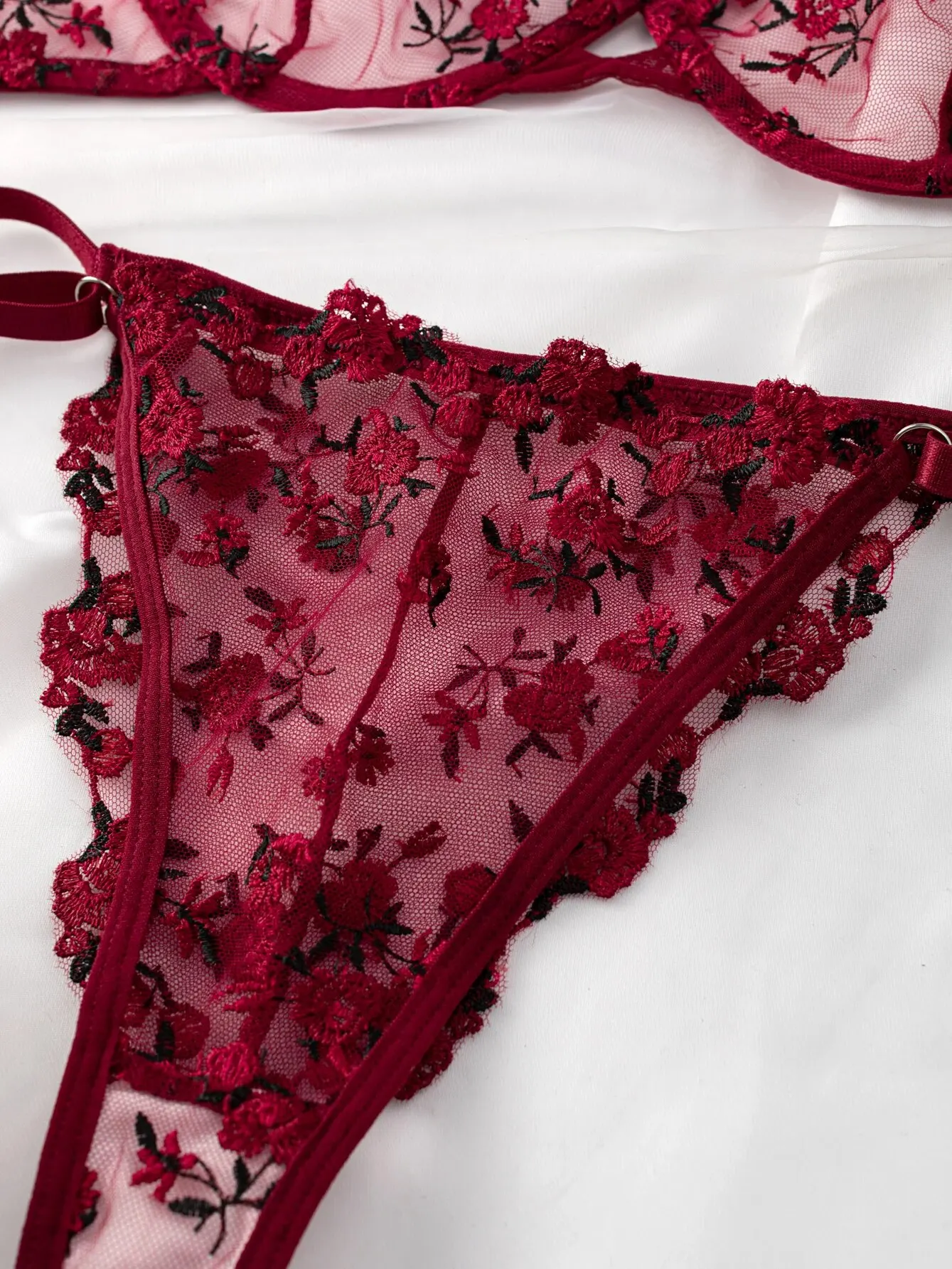 2-Piece Lace Bra Set Women Floral Embroidery Underwear Set Transparent Pink Panty Set 2023 Lingerie Set for Women - Image 3