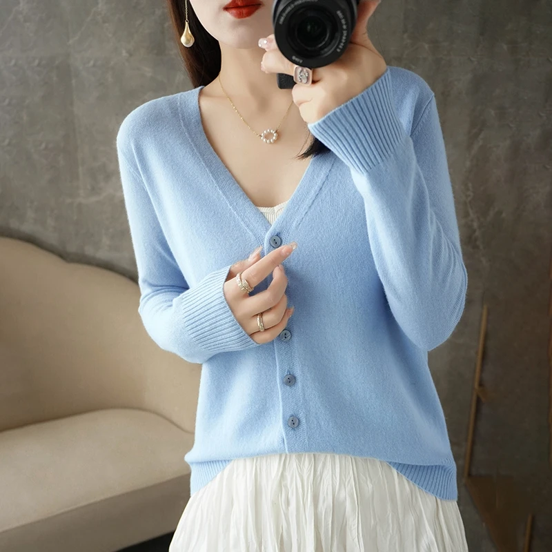 2024 New V-Neck Temperament Small Fragrant Wind Women Loose Sweater Sweater All Sweater Coat Special Offer Cardigan ZHI D035 - Image 5