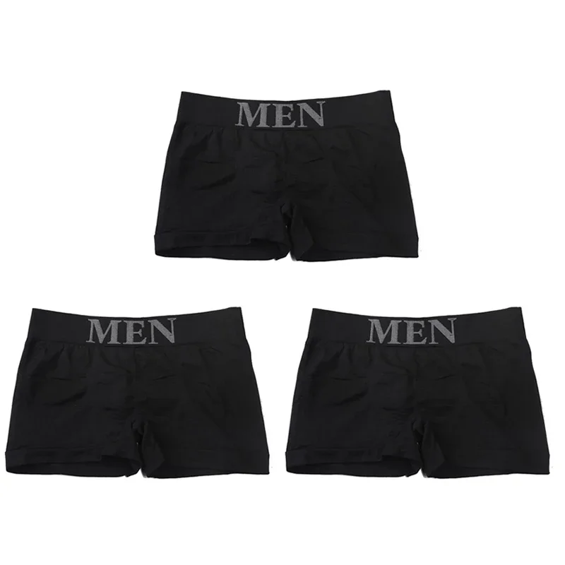 3Pcs/Lot Men's Panties Underwear Boxers Breathable Man Boxer Solid Underpants Comfortable Male Brand Shorts Black Blue Underwear - Image 14