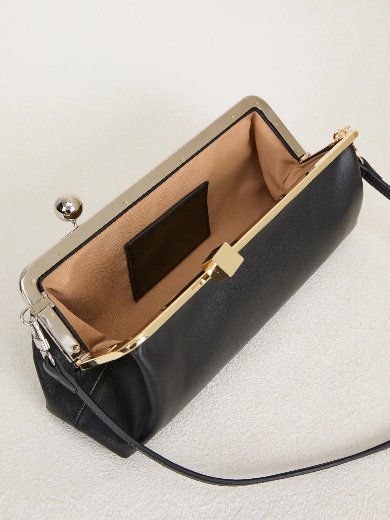 women kisslock frame bag design black clasp pouch clutch purse evening dinner party bag 2026 new microfibe leather shoulder bag - Image 5