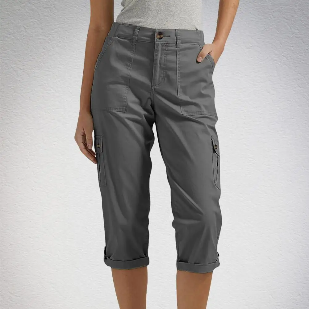 Women's Capris Joggers Mid Rise Cropped Cargo Pants Summer Quick Dry Hiking Pants with Multi Pockets Lightweight Summer Bottoms - Image 4