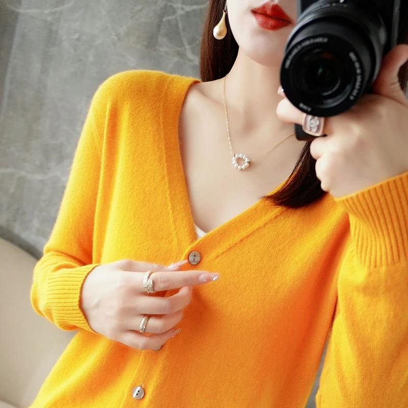 2024 New V-Neck Temperament Small Fragrant Wind Women Loose Sweater Sweater All Sweater Coat Special Offer Cardigan ZHI D035 - Image 11
