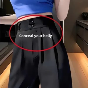 High Waist Straight Leg Suit Pants Women's Summer Thin Large Size Fat MM Hip Covering Slim Wide Leg Trousers Commute Sle