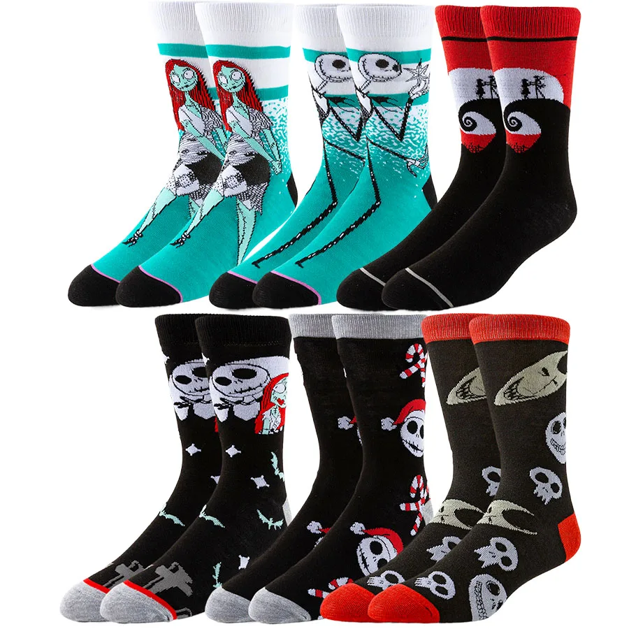 Disney Cartoon Anime Socks Men Women Jack Skellington Sally Novelty Funny Casual Crew Socks Christmas Halloween - Image 7