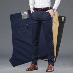 Spring Summer Thin Business Casual Pants Mens Straight Stretch Korean Classic Office Trousers Fashion Male Clothing Size 28-40