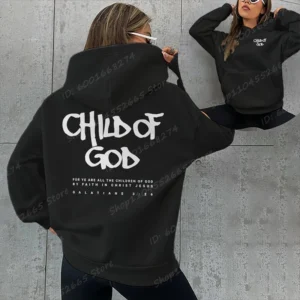 I Am A God Child Letter Print Hoodies Christian God Sweatshirts Hooded Pullover Pray The Lord Sweatshirt Women's Clothing