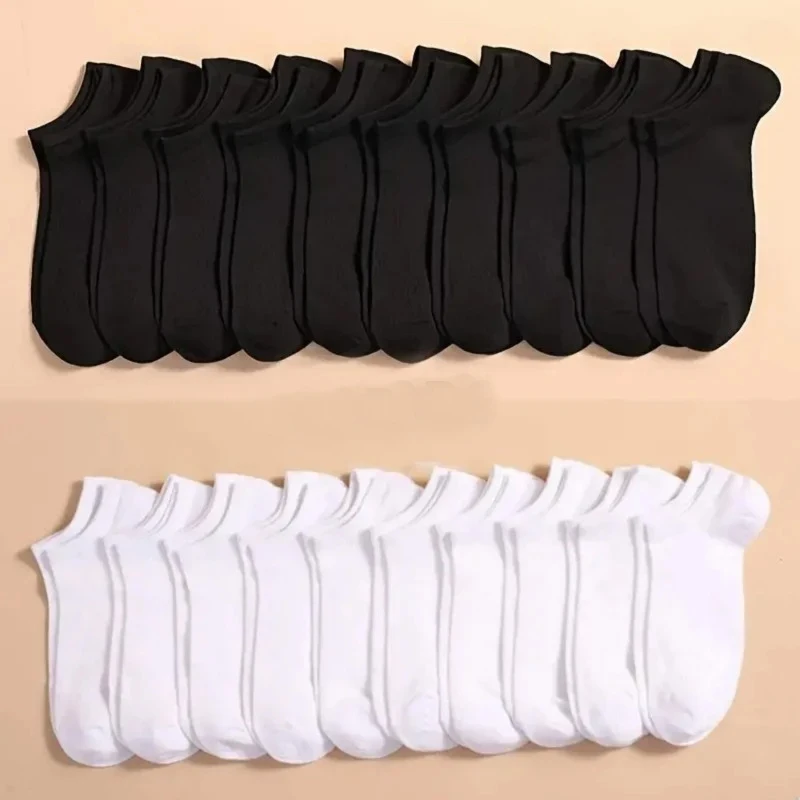 10 Pairs Unisex Casual Plain Color Boat Socks Thin Breathable Comfy Anti Odor Sweat-absorbing Low Cut Ankle Socks For Men Women - Image 7