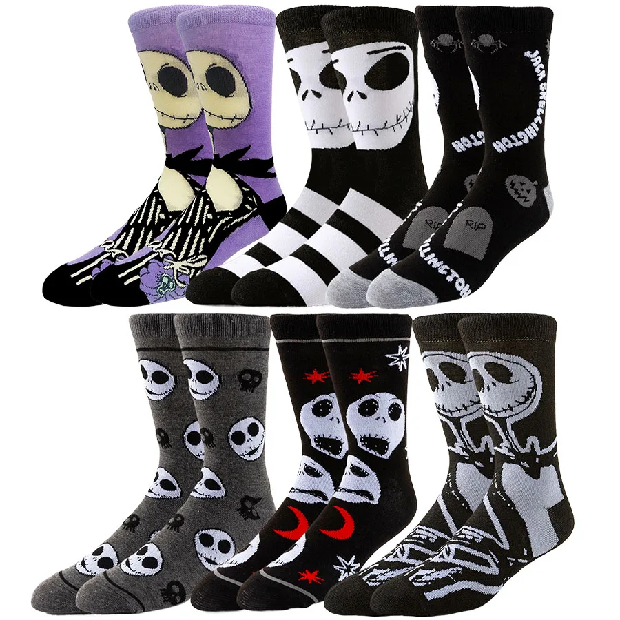 Disney Cartoon Anime Socks Men Women Jack Skellington Sally Novelty Funny Casual Crew Socks Christmas Halloween - Image 2