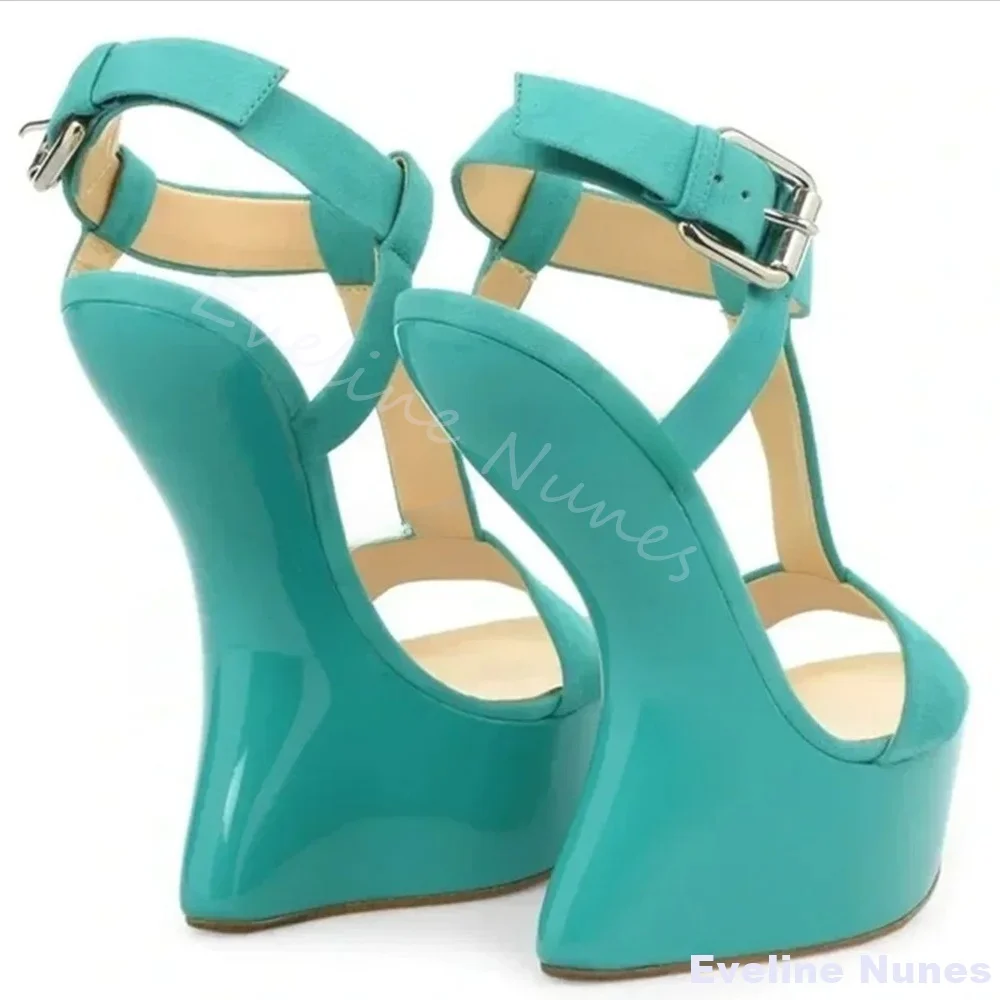 Open Toe Strange Style Heels Sandals Women Sexy T-Strap Solid Round Toe Street Party Sandals New Candy Color Sweet Hotties Shoes - Image 9