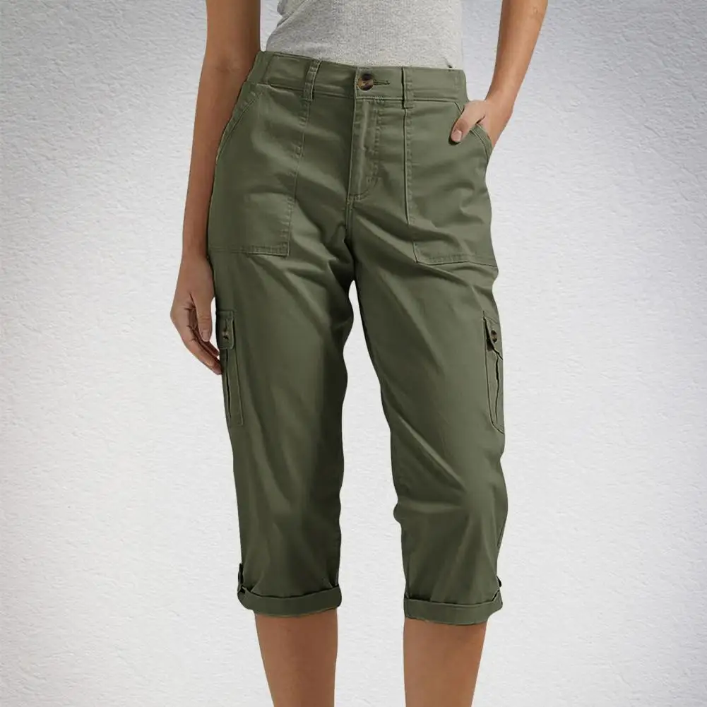 Women's Capris Joggers Mid Rise Cropped Cargo Pants Summer Quick Dry Hiking Pants with Multi Pockets Lightweight Summer Bottoms - Image 3