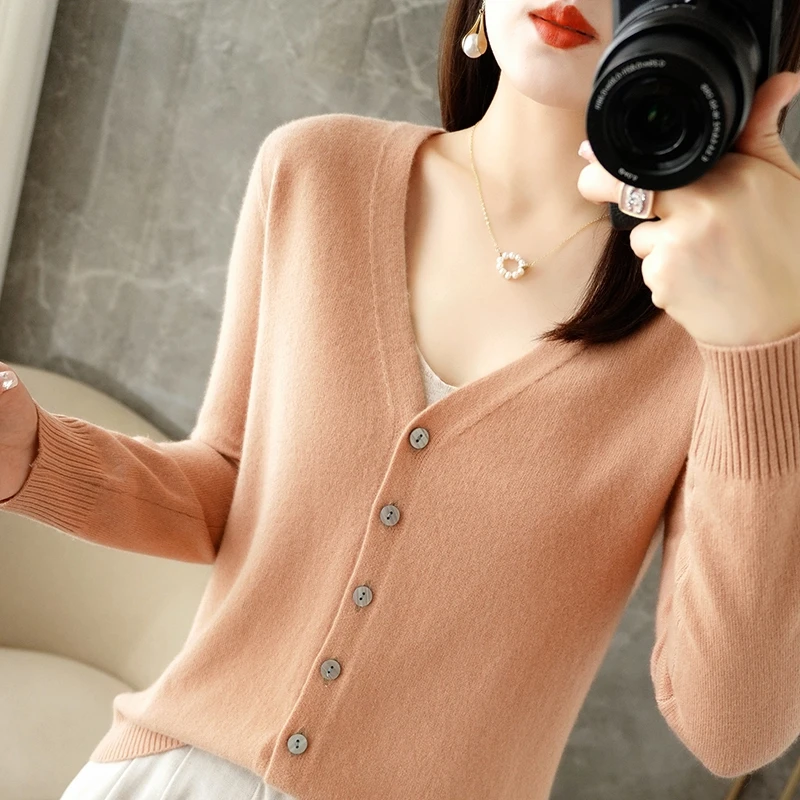 2024 New V-Neck Temperament Small Fragrant Wind Women Loose Sweater Sweater All Sweater Coat Special Offer Cardigan ZHI D035 - Image 10