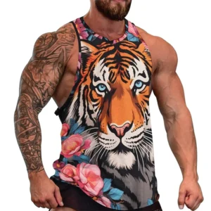 Fashion Tiger Lion 3D Print Tank Tops Men Casual Hip Hop Streetwear Oversized Fitness Vest Harajuku Sleeveless Top Man Clothing