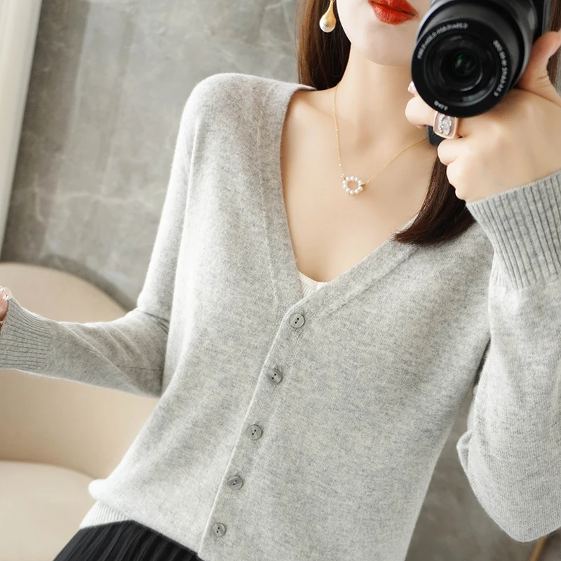 2024 New V-Neck Temperament Small Fragrant Wind Women Loose Sweater Sweater All Sweater Coat Special Offer Cardigan ZHI D035 - Image 17