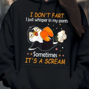 Duck Fart Joke Print Hoodie Halloween Funny Sweatshirt Casual Wear for Women and Men