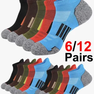 6/12 Pairs Mesh Sweat Absorbing and Breathable Thin Men's Sports Socks Casual Comfortable Non Slip Wear-resistant Men's Socks
