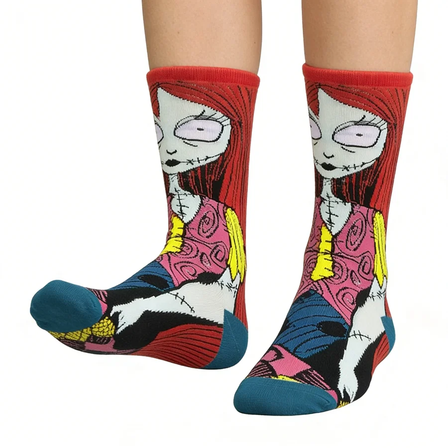 Disney Cartoon Anime Socks Men Women Jack Skellington Sally Novelty Funny Casual Crew Socks Christmas Halloween - Image 6