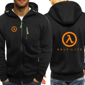 2025 Spring And Autumn Half Life Game 1998 Print New Men's Three-Color Cotton Hoodies Zipper Leisure Harajuku Coat