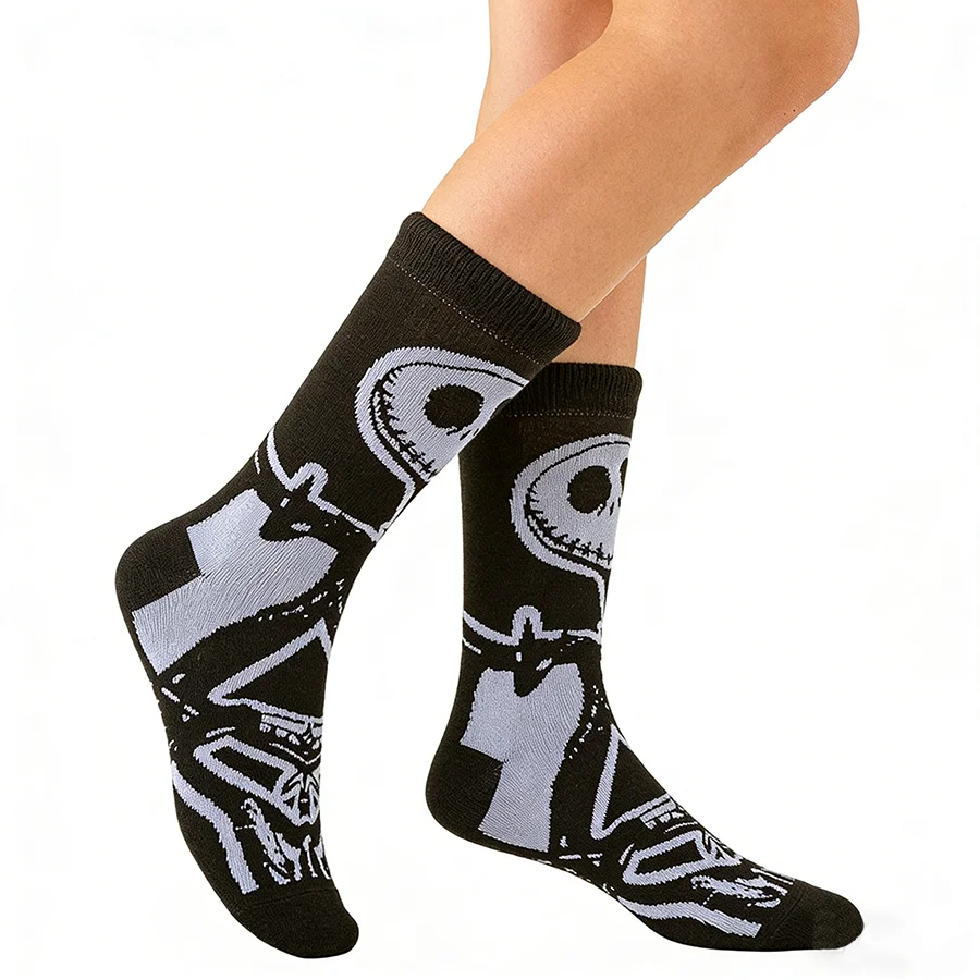 Disney Cartoon Anime Socks Men Women Jack Skellington Sally Novelty Funny Casual Crew Socks Christmas Halloween - Image 5