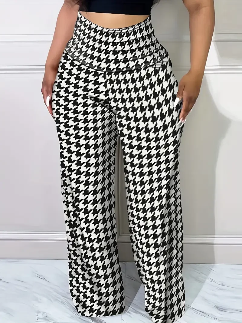 Women's Plaid Wide Leg Pants High Waist Casual Loose Trousers for Spring Summer - Image 5